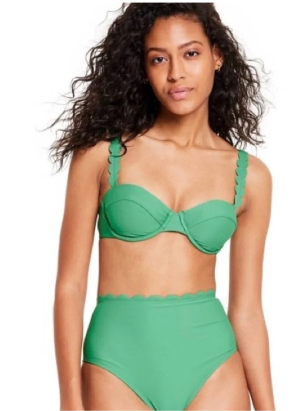 Rhode x Target Green Scallop-Edge High-Waist Bikini Top and Bottom